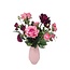 Bouquet de fleurs artificielles « Pink Passion » | Longueur ± 60 centimètres | Vase inclus | Avec des fleurs artificielles rose clair et rose foncé | Par bouquet