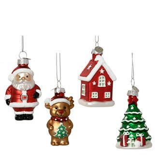 4A Boule de Noël à suspendre assortie | Couleur : Couleurs mélangées | Décoration de Noël | Diamètre 90 millimètres | Par 12 suspensions