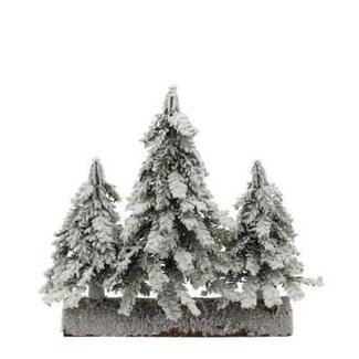 4A Décoration de sapins de Noël artificiels avec neige sur pied | Couleur : Vert blanc | Longueur 33 centimètres | Largeur 14 centimètres | Hauteur 27 centimètres | Par pied