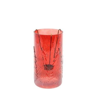 4A Lanterne sapin de Noël | Couleur: Rouge | Décoration de Noël | Diamètre 12 centimètres | Hauteur 23 centimètres | Par 6 lanternes