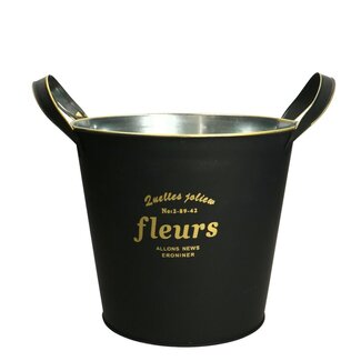 4A Zink-Eimer-Blumentopf „Nolan“ | Farbe: Schwarz | Durchmesser 20 Zentimeter | Höhe 18,5 Zentimeter | Pro 10 Blumentöpfe