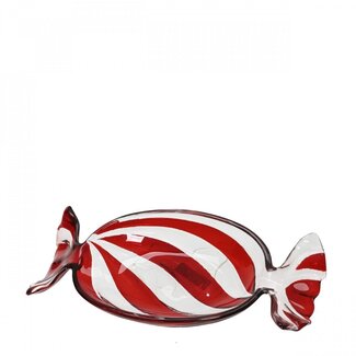 4A Plateau en verre « Candy » | Couleur : rouge | Décoration de Noël | Diamètre 11 centimètres | Hauteur 23,5 centimètres | Par lot de 12 plateaux