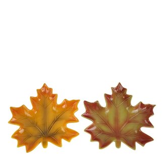 4A Ceramic Leaf Plate | Colour: Mixed Colours | Autumn Decoration | Diameter 21 centimetres | Height 3 centimetres | Pack of 6 plates