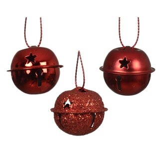 4A Christmas Bell Hangers | Colour: Red | Christmas Decorations | Diameter 30 millimetres | Per 12 bells