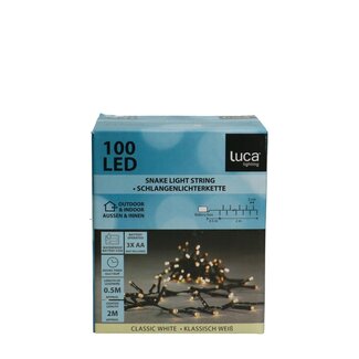 4A Guirlande lumineuse LED avec 100 ampoules | Lumière blanc chaud | Couleur : noir | Décoration de Noël | Longueur 2 mètres | Avec minuterie | Par guirlande