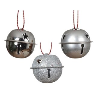 4A Weihnachtsglocken-Anhänger | Farbe: Silber | Weihnachtsdekoration | Durchmesser 30 Millimeter | Pro 12 Glocken