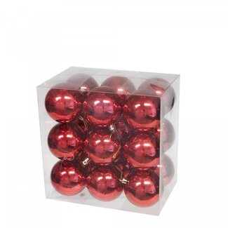 4A Boule de Noël en plastique | Couleur : rouge | Décoration de Noël | Diamètre 80 millimètres | Par 18 boules de Noël