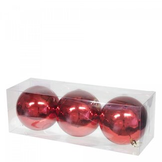 4A Plastic Christmas Bauble | Colour: Red | Christmas decoration | Diameter 120 millimetres | Per 3 baubles