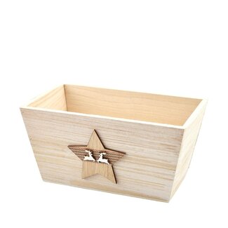 4A Holzkiste mit Stern | Farbe: Hellbraun | Weihnachtsdekoration | Länge 19,5 Zentimeter | Breite 11,5 Zentimeter | Höhe 9,5 Zentimeter | Je 6 Kisten