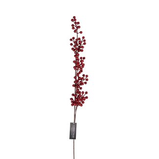 4A Beerenzweig | Farbe: Rot | Weihnachtsdekoration | Länge 95 Zentimeter | Pro 12 Zweige