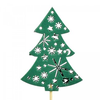 4A Christmas Tree Pick | Colour: Green | Christmas Decoration | Christmas tree height 7 centimetres | Pick length ± 20 centimetres | Per 12 picks