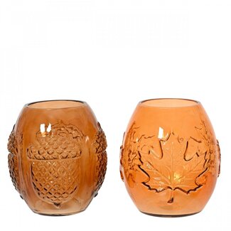 4A Assortiment de bougies chauffe-plat « Autumn » | Couleur : marron orange | Décoration d’automne | Diamètre 16,5 centimètre | Hauteur 18 centimètre | Par 6 bougies chauffe-plat