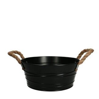 4A Bac en zinc Pot de fleurs Pot pour plantes “Julia” | Couleur : Noir | Diamètre 22 centimètre | Hauteur 10 centimètre | Par 10 bacs