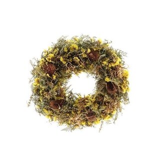 HBXD Couronne “Sunset Field” | Couleur : jaune | Décoration de Noël | Hauteur 9 centimètres | Diamètre 40 centimètres | À l’unité