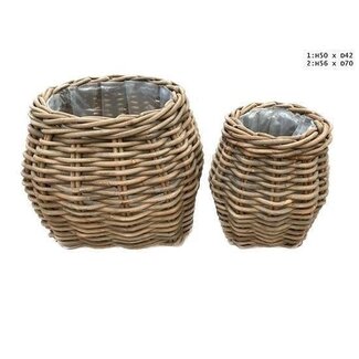HBXD Manden set van 2 “Kuboo Belly” | Kleur: Bruin | Woondecoratie | Hoogte 56 centimeter | Per set