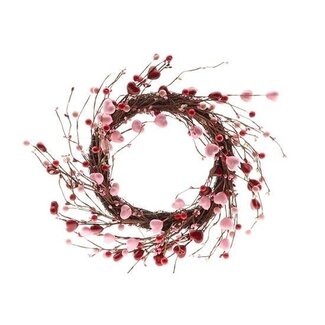 HBXD Couronne “Valentine” | Couleur : Rouge | Saint-Valentin | Hauteur 10 centimètres | Diamètre 45 centimètres | Par lot de 2 couronnes