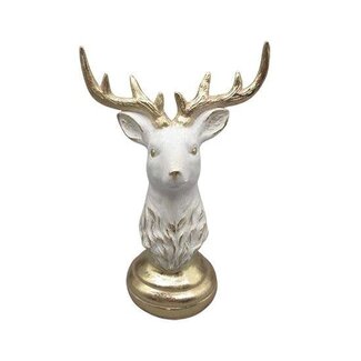 HBXD Deer Head on Stand “Halo" | Colour: Natural White | Christmas Decoration | Length 18 centimetres | Width 10 centimetres | Height 25 centimetres | Per 2 deer