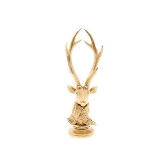 HBXD Hert op Standaard “Nordan” | Kleur: Goud | Kerstdecoratie | Lengte 11 centimeter | Breedte 11 centimeter | Hoogte 31 centimeter | Per 2 herten