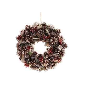 HBXD Couronne « Frostberry » | Couleur : rouge | Décoration de Noël | Hauteur 9 centimètres | Diamètre 38 centimètres | Par couronne