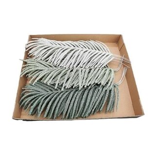 HBXD Branche décorative “Fancy Leaf” | Couleur : Vert blanc | Décoration de Noël | Longueur ±39 centimètres | Par 15 branches