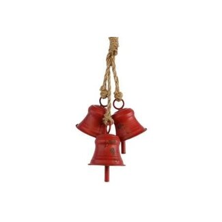 HBXD Belhanger | Kleur: Rood | Kerstdecoratie | Lengte 15 centimeter | Breedte 8 centimeter | Hoogte 40 centimeter | Per 2 hangers