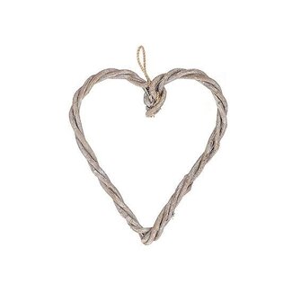 HBXD Heart hanger “Twisted” | Colour: Light grey | Christmas decoration | Length 25 centimetres | Width 25 centimetres | Height 2 centimetres | Per 10 hangers