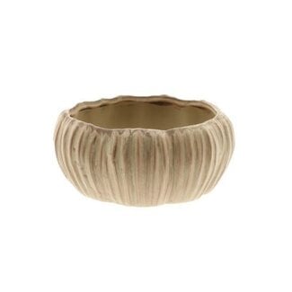 HBXD Schaal  met Structuur “Chalise” | Kleur: Lichtbruin | Woondecoratie | Hoogte 9 centimeter | Diameter 19.5 centimeter | Per 2 schalen