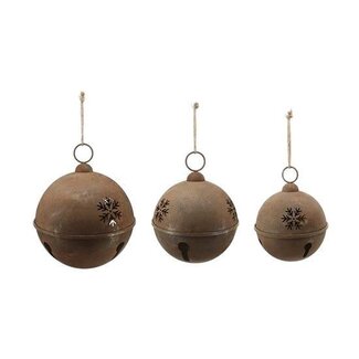 HBXD Weihnachtsglocken-Anhänger Schneeflocke | Farbe: Braun | Weihnachtsdekoration | Höhe 75,5 Zentimeter | Durchmesser 62,5 Zentimeter | Set mit 3 Anhängern | Pro Set