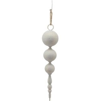 HBXD Kerstbalhanger “Bova” | Kleur: Wit | Kerstdecoratie | Hoogte 77.5 centimeter | Diameter 16 centimeter | Per 2 hangers