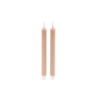 HBXD Bougies LED avec minuterie « Azra » | Couleur : brun clair | Décoration de Noël | Hauteur 24,5 centimètres | Diamètre 2,2 centimètres | Lot de 2 | Par 24 lots