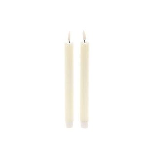 HBXD LED-Kerzen mit Timer „Stripe“ | Farbe: Elfenbein | Weihnachtsdekoration | Höhe 24,5 Zentimeter | Durchmesser 2,2 Zentimeter | 2er-Set | Pro 24 Sets