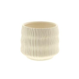 HBXD Decoratieve Bloempot “Kari” | Kleur: Crème | Woondecoratie | Hoogte 18 centimeter | Diameter 21 centimeter | Per 2 bloempotten