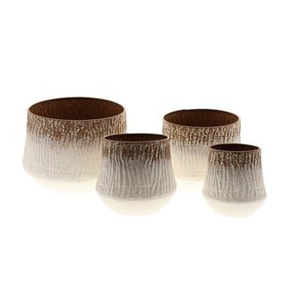 HBXD Decorative Flower Pot “Lunea” | Colour: Brown | Home Décor | Height 33.5 centimetres | Diameter 47.5 centimetres | Set of 4 pots | Per set