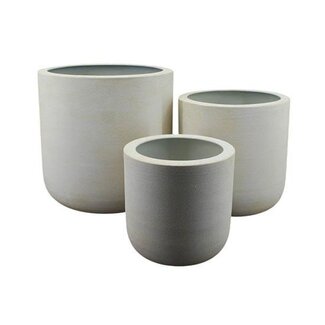 HBXD Decoratieve Bloempot “Granada” | Kleur: Naturel Wit | Woondecoratie | Hoogte 40 centimeter | Diameter 40 centimeter | Set van 3 potten | Per set