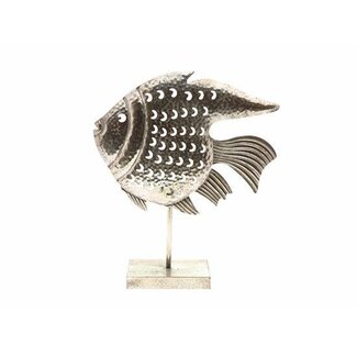 HBXD Waxinelichthouder “Fish” | Kleur: Zilver | Lengte 44.5 centimeter | Breedte 12 centimeter | Hoogte 51.5 centimeter | Per 2 theelichthouders