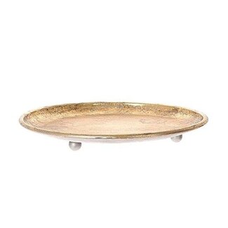 HBXD Footed Plate “Taza” | Colour: Gold | Home Decor | Length 47 centimetres | Width 47 centimetres | Height 4 centimetres | Diameter 47 centimetres | Per 2 plates