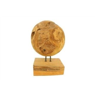 HBXD Teak Wood Stand "Ball Jamar” | Colour: Brown | Home Decoration | Height 35 centimetres | Diameter 25 centimetres | Per stand