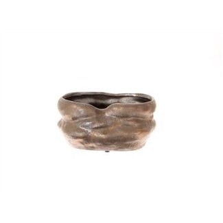 HBXD Dekorativer Blumentopf „Rock“ | Farbe: Bronze | Wohnaccessoires | Länge 25 Zentimeter | Breite 16,5 Zentimeter | Höhe 13 Zentimeter | Pro Topf