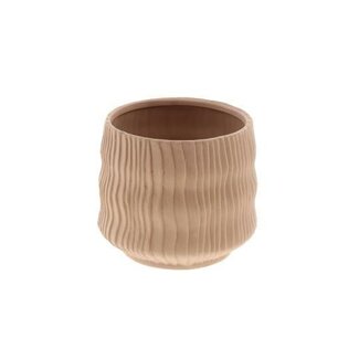 HBXD Decorative Flower Pot “Kari” | Colour: Light Brown | Home Decor | Height 18 centimetres | Diameter 21 centimetres | Per 2 flower pots