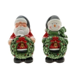 HBXD Santa Claus and Snowman | Colour: Red | Christmas decoration | Length 13 centimetres | Width 11 centimetres | Height 22 centimetres | Set of 2 | Per 2 sets