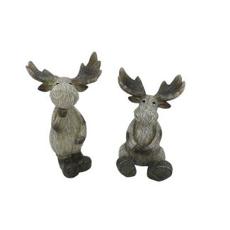 HBXD Moose Set of 2 “Bram” | Colour: Light brown | Christmas decoration | Length 7.8 centimetres | Width 7.5 centimetres | Height 11.5 centimetres | Pack of 2