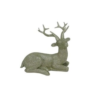 HBXD Liegender Hirsch „Norrin“ | Farbe: Gold | Weihnachtsdekoration | Länge 12 Zentimeter | Breite 11,5 Zentimeter | Höhe 9,5 Zentimeter | Je 2 Hirsche