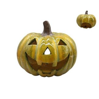 HBXD Kürbis „Patch“ | Farbe: Grün | Herbstdekoration | Höhe 23 Zentimeter | Durchmesser 27 Zentimeter | Pro 2 Kürbisse