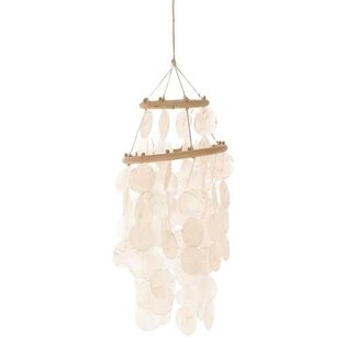 HBXD Kronleuchteranhänger „Zensa Capiz“ | Farbe: Naturweiß | Wohndekoration | Höhe 34 Zentimeter | Durchmesser 15 Zentimeter | Pro Anhänger
