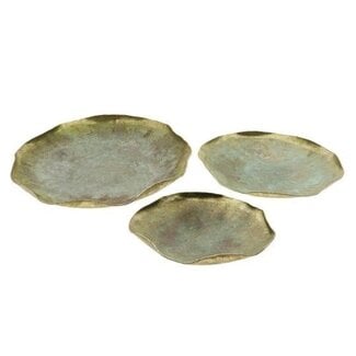 HBXD Bord “Colpy” | Kleur: Brons | Woondecoratie | Hoogte 11 centimeter | Diameter 48 centimeter | Set van 3 borden | Per set