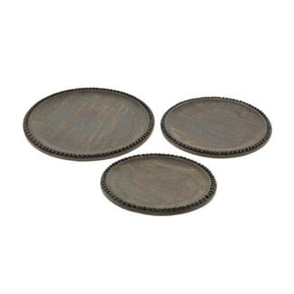 HBXD Bord “Imperial” | Kleur: Blauw | Woondecoratie | Hoogte 3.5 centimeter | Diameter 35 centimeter | Set van 3 borden | Per set