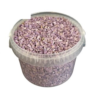 QC Holzschnitzel in wiederverwendbarem Eimer | Farbe: Milchviolett | Durchmesser 5 - 8 Millimeter | Inhalt 3 Liter | Pro Eimer