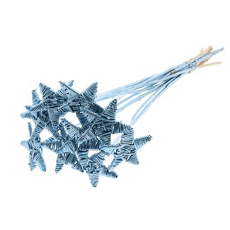 QC Rattan Lata Star on stick | Colour: Metallic Blue | Flat stem pick | Length ± 50 centimetre | 10 stem picks per bunch