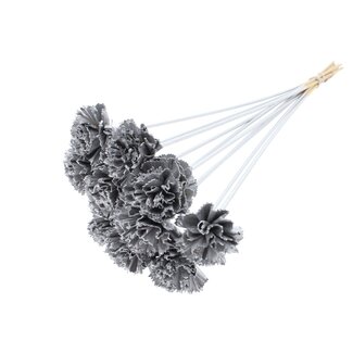 QC Shola Karnish Blume am Stiel | Farbe: silberfarben | Durchmesser 6 centimeter | Länge ± 50 centimeter | 10 Beistecker pro Bund | Pro Bund