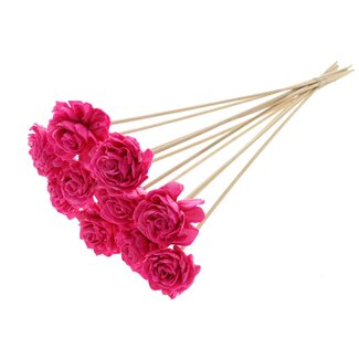 QC Shola Dahlia mit Wachs auf Stiel | Farbe: Kirschfarben | Shola Dhalya | Durchmesser 6 centimeter | Länge ± 50 centimeter | 10 Beistecker pro Bund | Pro Bund